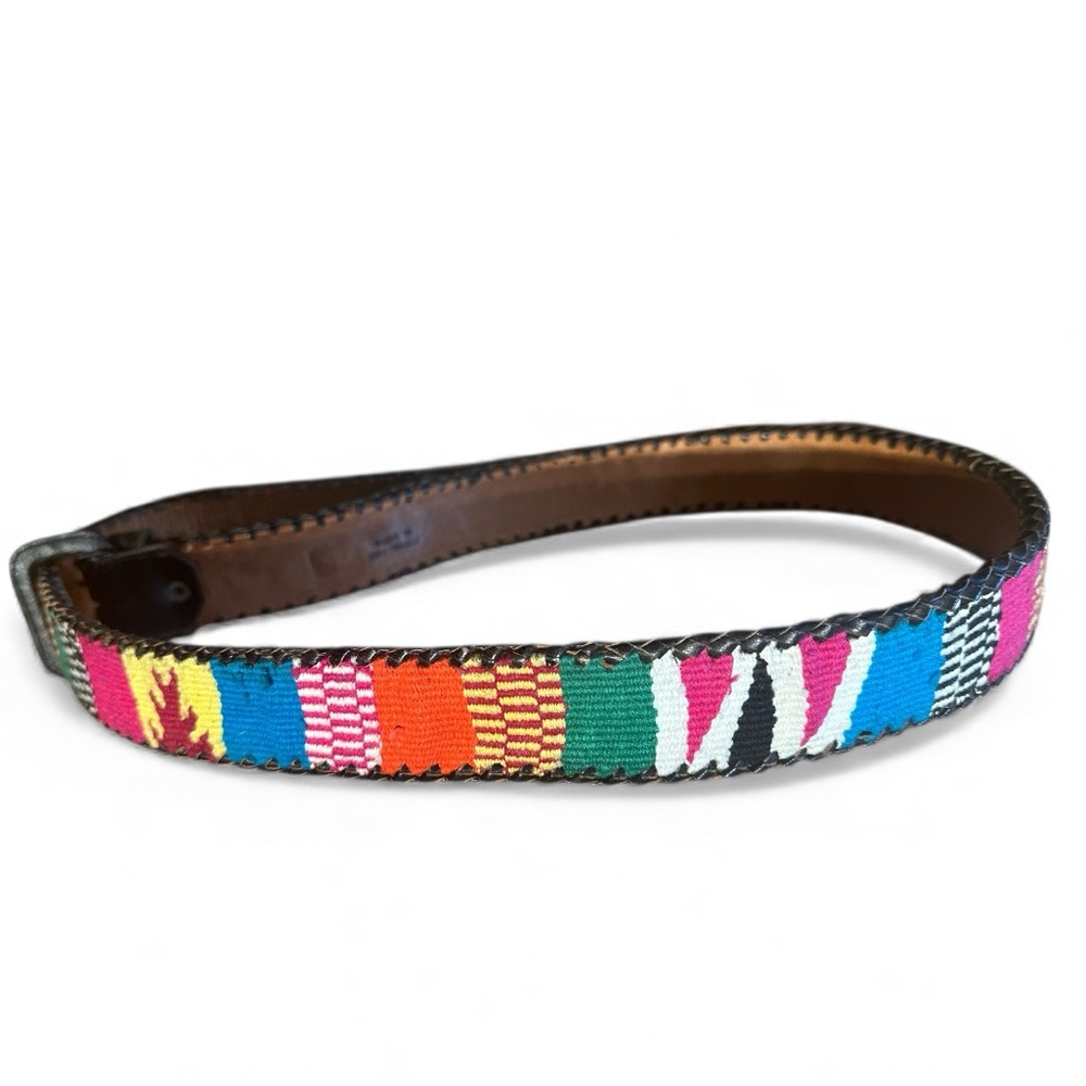 Vintage 1990s handwoven Guatemalan multi-color belt size 36